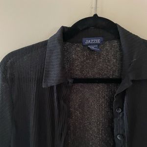 Black mesh button up shirt